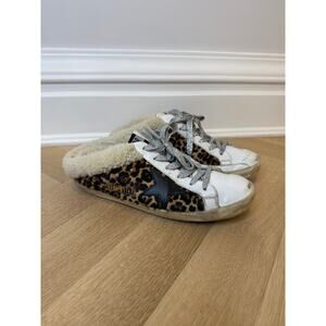 Golden Goose - Womens Superstar Sabot Shearling Sneakers Leopard Pony Hair	EU 36